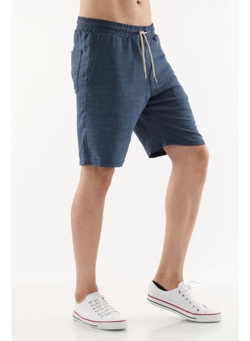 Cedy Denim Synthetic Linen High Waist Elastic, Loose Cut Men's Shorts C348 - Image 2